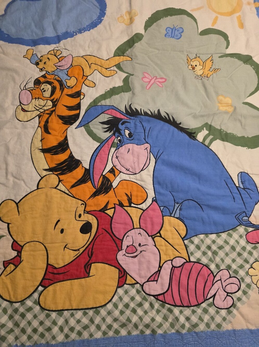 Vintage Winnie the Pooh Baby Toddler Blanket Quilt Comforter Crib Bedspread